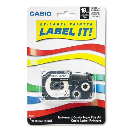 CASIO Label Printer Cassette 18mm, Iron-On, for KL-120/820 XR118BKS